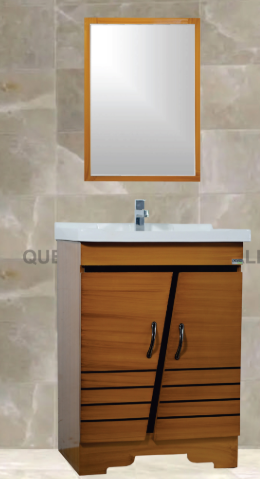 Wood Cabinet with Slatted Door Design