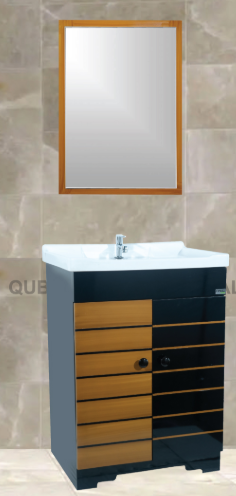 Wood Drawer Cabinet with Wood Frame Mirror