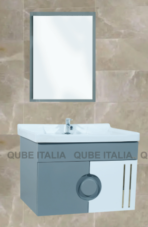 Wall Mounted Two-Tone Cabinet with Circular Handle