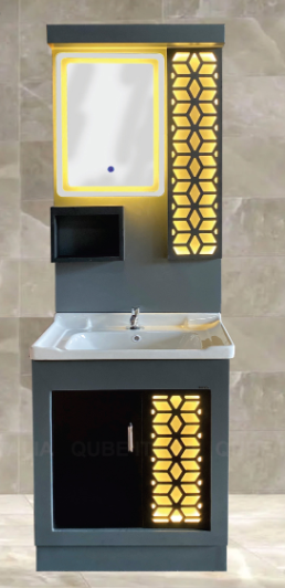 Floor Standing Vanity with LCD Mirror (Grey/Black)