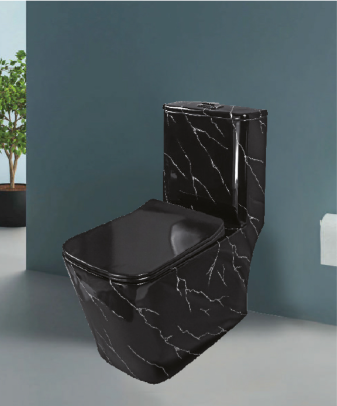 One-Piece Toilet - Black Marble Finish