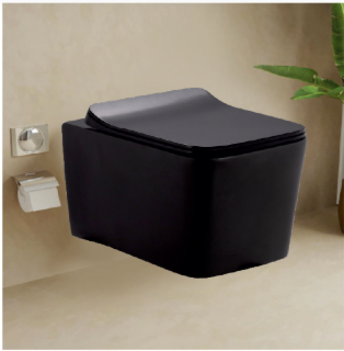 Wall-Hung Toilet - Matt Black Rimless