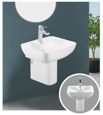 Wide Curved Front Basin with Pedestal