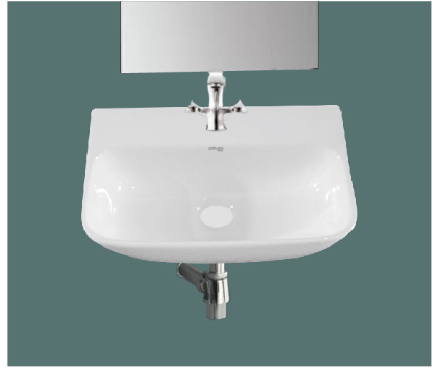 Compact Wall-Mounted Basin with Tap Deck