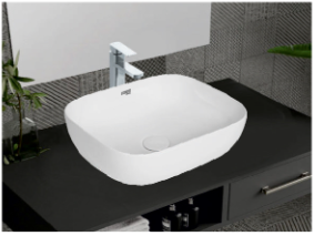 Compact Rectangular Basin with Tap Deck