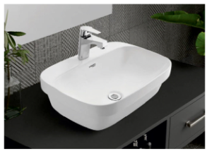 Wide Rectangular Basin with Tap Deck