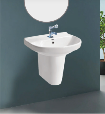 Curved Corner Basin with Pedestal